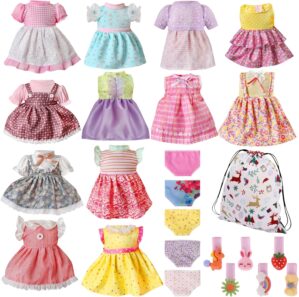 Alive Baby Doll Clothes and Accessories – 12 Sets Girl Doll Clothes Dress for 12 13 14 15 16 Inch Doll, Baby Doll Clothes – Doll Outfits Accessories w/Hairpin & Underwear for Doll Gift