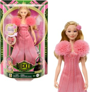 Mattel Universal Wicked Singing Glinda Fashion Doll & Accessories, Posable with Movie-Inspired Look & Removable Outfit, Sings “Popular”