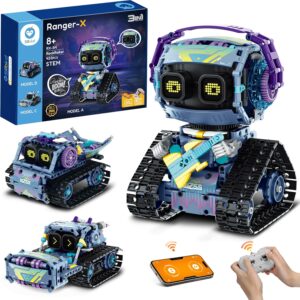 Sillbird Robot Building Kit with Remote Control Christmas STEM Gifts for Kids Boys Ages 8-12, Coding Robotic Projects Creative Toys for Birthday – Build 3in1 Model with 433 Pieces