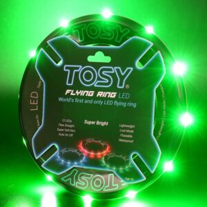 TOSY Flying Ring – 16 Million Color RGB or 12 LEDs, Super Bright, Lost Mode, Auto Light Up, Safe & Soft, Waterproof, Lightweight Frisbee, Birthday, Camping & Outdoor/Indoor Gift Toy for Boy/Girl/Kid