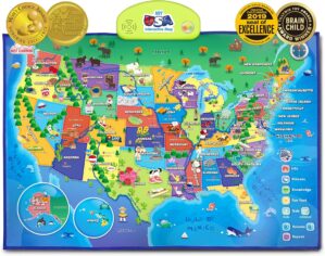 BEST LEARNING i-Poster My USA Interactive Map – Educational Smart Talking Poster Toy for 5 to 12 Years Kids Boy or Girl | Geography Electronic Game for 5, 6, 7 Years | Christmas & Birthday Present