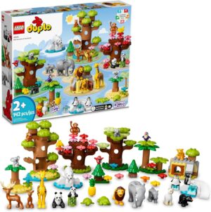 LEGO DUPLO Wild Animals of The World Building Set, Includes Sounds, World Map Playmat, 22 Animal Figures, Educational Gift, Learning Toy for Girls & Boys, Toddler Toys for Ages 2-4 Years Old, 10975
