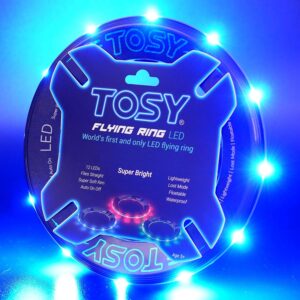 TOSY Flying Ring – 16 Million Color RGB or 12 LEDs, Super Bright, Lost Mode, Auto Light Up, Safe & Soft, Waterproof, Lightweight Frisbee, Birthday, Camping & Outdoor/Indoor Gift Toy for Boy/Girl/Kid