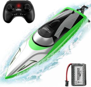 H106 RC Boat – 20+MPH Fast RC Boats for Adults & Kids, 2.4GHz Remote Control Boat for Boys, Radio Controlled Boats with Rechargeable Battery, Remote Control Boat for Pool&Lake with LED Effect