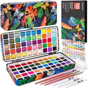 Taotree Watercolor Paint Set 100 Colors, Art Supplies Watercolors Paint Kit Travel Water Colors with Paint Brushes, Crafts Painting Supplies, Drawing Gifts for Teens Girls Boys Kids Adults Artists