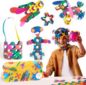 Clixo Rainbow 42 Piece Pack – Flexible, Durable, Imagination-Boosting Magnetic Building Toy- Modern, Modular Designs for Hours of STEM Play. A Multi-Sensory Magnet Toy, Travel Friendly. Ages 4-99