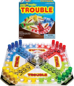 Winning Moves Classic Trouble with Retro Artwork and Pop-o-Matic Popper Games USA, Designed for Kids, Ages 5+ Perfect for an Indoor Interactive Activity (1176)