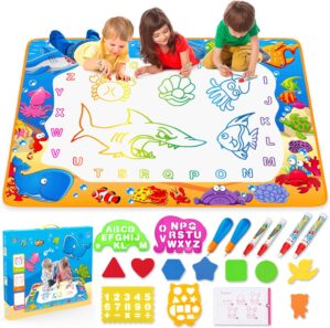 Water Doodle Mat – Kids Painting Writing Color Doodle Drawing Mat Toy Bring Magic Pens Educational Toys for Age 2 3 4 5 6 7 Year Old Girls Boys Age Toddler Gift