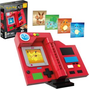 Mega Pokémon Building Toys Set, Kanto Region Pokédex with 322 Pieces, Light and 5 Lenticular Cards, for Kids or Adult Collectible