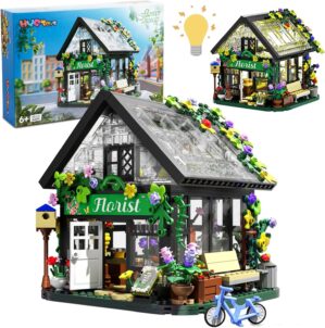 Flower House Building Set, with LED Lights Warmth Garden House Building Blocks Set Gift for Kids Children Boys Girls Age 6 to12 Greenhouse Model Educational Toys 625 Pcs