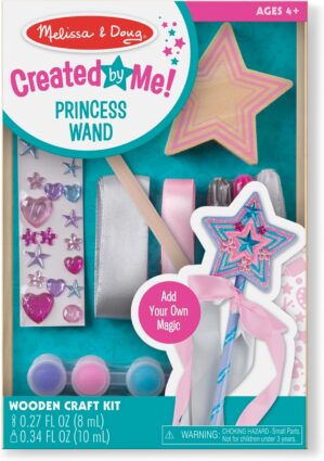 Melissa & Doug Created By Me! Paint & Decorate Your Own Wooden Princess Wand Craft Kit, Pink – Princess Crafts Great For Rainy Days, Princess Toys For Kids Ages 4+