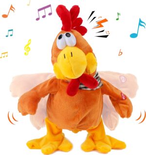 Cuteoy 13″ Squawking Chicken Musical Stuffed Animal Plushies Walking Singing Waving Rooster Electronic Interactive Plush Toy for Kids Boys Girls Easter
