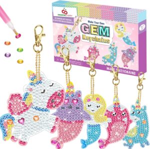 ORIENTAL CHERRY Arts and Crafts for Kids Ages 8-12 – Make Your Own GEM Keychains – 5D Diamond Art Painting by Numbers Kits Girls Kids Ages 3-5 4-6 6-8 Toys Birthday Christmas Gifts Stocking Stuffers