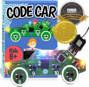 Code Car Kids Coding Toy for Kids 8-12. Boys & Girls Learn Block and Typed C++ Coding with Hands-On Electronics & 40+ Projects Including Custom Horn, Brakelight Beep, and Siren Sounds