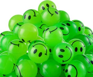 Bulk Bouncy Balls Glow in The Dark – 144 Pcs (1inch / 27mm) Diameter, High Bouncing, Small Rubber Smile Face Bouncing Balls for Kids, Vending Machines, Game Prize Toys, Party Favor, Gift Bag Filler