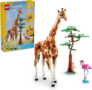 LEGO Creator 3 in 1 Wild Safari Animals, Rebuilds into 3 Different Safari Animal Figures – Giraffe Toy, Gazelle Toy or Lion Toy, Nature Toy, Building Set for Kids Ages 9 Years Old and Up, 31150