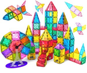 Jasonwell Magnetic Tiles Building Blocks Set for Boys Girls Preschool Educational Magnet Construction Kit Stacking STEM Toys Christmas Birthday Gifts for Kids Toddlers 3 4 5 6 7 8 9 10 + Year Old