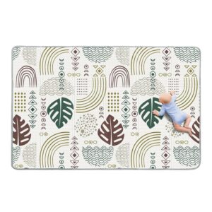 Babebay Baby Play Mat, Soft Baby Mat for Floor, Foldable Playmat for Babies Toddlers and Infants, Reversible Foam Play Mat, Waterproof Baby Crawling Mat for Indoor & Outdoor (Leaf Pattern,78×50)