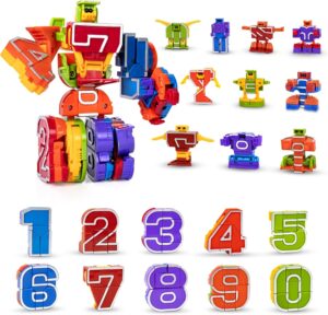 Lydaz Number Bots Toys for Kids, Number Robots Block, Preschool Learning Activities Games Toys, Toddlers Education Math Autism STEM Toys, Classroom Halloween Birthday Gifts for Boys 3 4 5 Years Old