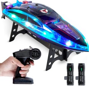 Force1 Velocity Pro LED RC Boat – Underwater RC Speed Boat, Remote Control Boat for Pools and Lakes, Mini RC Boat LED Lights, 2.4GHZ Remote Control Boats for Adults and Kids, 2 Rechargeable Batteries