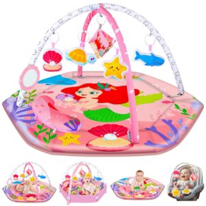 Baby Gyms Play Mats, 8-in-1 Tummy Time Mat & Ball Pit, Baby Play Mats for Floor, Baby Play Gym Floor Play Mat, Baby Activity Gym Mat, Infant Play Mats for Babies and Toddlers 0-3-6-12 Months (Pink)