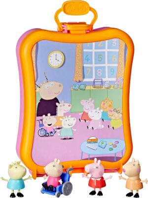 Peppa Pig Peppa’s Club Friends Carrying Case Playset, Includes 4 Figures, Back to School Toys for Kids, Classroom Preschool Gifts, Ages 3+