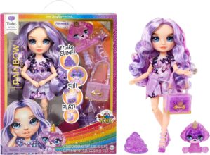 Rainbow High Violet, Purple with Slime Kit & Pet, 11″ Shimmer Posable Fashion Doll with DIY Sparkle Slime, Magical Yeti Pet, Fun Play Accessories, Great Toy Gift for Girls Kids Ages 4-12 Years