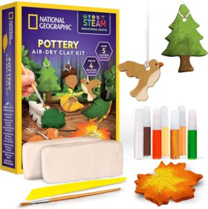NATIONAL GEOGRAPHIC Modeling Clay Arts & Crafts Kit – Air Dry Clay for Kids Craft Kit with 2 lb. Clay, Sculpting Tool, Paints & More, Make Your Own Clay Creations, Ornaments, and Other Air Dry Pottery
