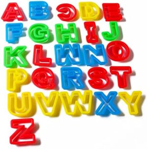 Alphabet Dough Cutter Kit with 26 Capital Letters Play Dough Clay Dough Tools -Assorted Colors (Alphabet)