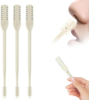 Upgraded 2-in-1 Nose Hair Trimmer, 2024 New Manual 360° Rotating Nostril Hair Removal Tool Double Sided Nose Hair Blade,Nose Hair Trimmer with Ear Picker for Men Women (Cream, 3pcs)