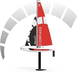 VOLANTEXRC RC Sailboat 2.4Ghz 2-Channel RC Race Class Boat Remote Control Sailboat Compass 53.7×25.6 Inches Easy to Assemble for RG65 Class Competition, Beginners, Adults (791-1) – 54″ Tall