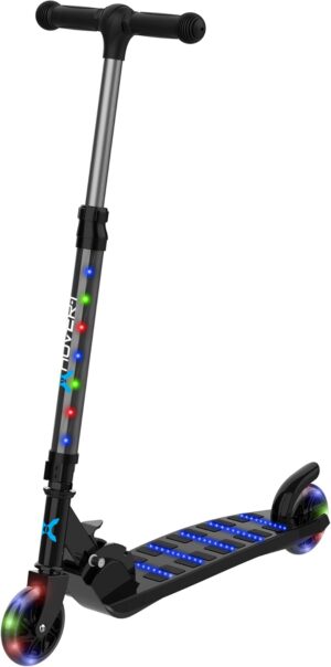 Hover-1 Nano Kick Scooter for Kids (5+ Year Old) | Features Lean-to-Turn Axle, Solid PU Tires & Slim-Design, 110 LB Max Weight, Safe for Kids, Black