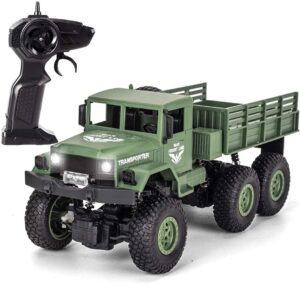 XINGRUI 50 Minutes Playing Time RC Military Truck, JJRC Q69 Off-Road Remote Control Car 2.4Ghz 4WD 1:18 Scale Toy Vehicle for Kids Children Boy Gift