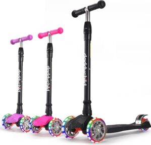 Kids Kick Scooter, 3 Wheeled Scooter for Kids, Child/Toddlers Toy, Adjustable Height, Anti-Slip Deck, Flashing Wheel Lights, for Boys/Girls 3-12 Year Old