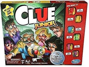 Hasbro Gaming Clue Junior Board Game for Kids Ages 5 and Up, Case of The Broken Toy, Classic Mystery Game for 2-6 Players