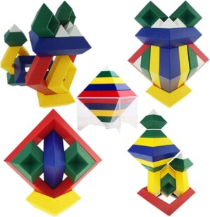 Pyramid Stacking Toy Building Blocks 3D Puzzle Brain Teasers for Kids and Adults-Creative Preschool Learning Activities- Toddler Building Toys, Kids Blocks for 3 Year Old Boys & Girls