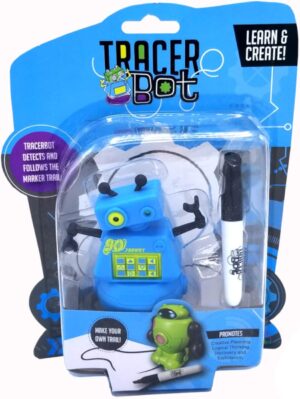 MUKIKIM TracerBot – Blue – Mini Inductive Robot That Follows The Black Line You Draw. Fun, Educational, and Interactive STEM Toy with Limitless Ways to Play! Promotes Logic and Creativity Training