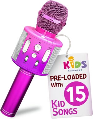 Move2Play, Kids Karaoke Microphone | Includes Bluetooth & Pre-Loaded Songs | Christmas & Birthday Gift | Toy for All Ages – 2, 3, 4, 5, 6+ Year Old Girls, Boys & Toddlers