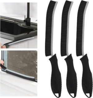 SXhyf Hard Bristle Crevice Cleaning Brush – Multifunctional Gap Cleaning Brush, Bathroom Cleaning Brush, Grout Brush, Crevice Cleaning Tools for Household Use, Kitchen, Window, Vehicle (3, Black)