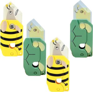 4PCS Bee Tortoise Fidget Knife, 3D Gravity Knife Toy, 3D Gravity Plastic, Toy Switchblade, Printed, Printing Knife, Carrot Knife, Sensory Knife Fidget Toys for Kids & Adults