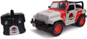 Jada Toys Jurassic World Hollywood Ride Jurassic Park Jeep Wrangler Remote Car Hollywood Rides Jurassic Park Jeep Wrangler – 1:16 Scale Radio Control Vehicle,Beige