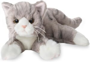 Bearington Collection Socks Cat 15 Inch Plush Cat – Stuffed Cats That Look Real – Stuffed Kitty Grey Cat Stuffed Animal