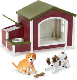 Terra by Battat – 5 Pcs Dog House Playset –Toy Dog Figurines for Kids 3-Years-Old and Up