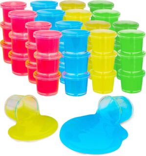 Mini Glow in The Dark Slime – 48 Pack – Slime Party Favors Neon Blue, Green, Pink, Yellow Colors – Glowing Slime Kit for Kids – Party Favors, Goody Bag Fillers