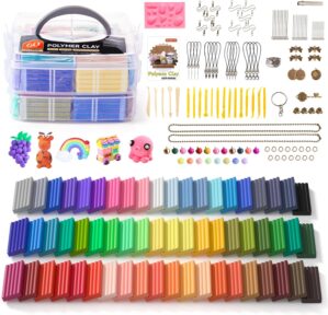 Shuttle Art Polymer Clay, 60 Colors Oven Bake Modeling Clay, Creative Clay Kit with 19 Clay Tools and 16 Kinds of Accessories, Non-Toxic, Non-Sticky, Ideal DIY Art Craft Clay Gift for Kids Adults
