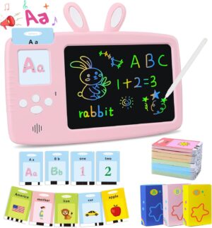 Talking Flash Cards Writing Tablet – FABETO for Girls 3 4 5 6 Years Old Toddlers Learning Educational Toy, 384 Sight Words ABC Alphabet Numbers Speech Therapy Autism Sensory Toy