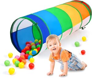 Kids Play Tunnel for Toddlers, Baby Tunnel Pop Up Tunnels for Kids to Crawl Through Collapsible Toddler Tunnel Tent Breathable Mesh Tube Pet Crawl Indoor Outdoor Toy