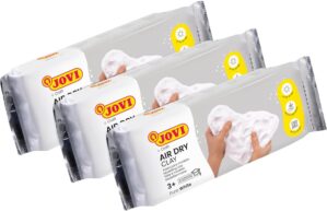 Jovi – Air Dry Modeling Clay Kit, Set of 3 Units, 1.1lb Each, No Oven Needed, White Color, Pottery Clay Perfect for Arts and Crafts Projects (P85/3)