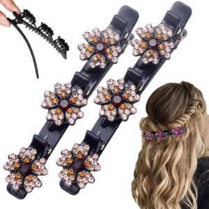 2Pcs Sparkling Crystal Stone Braided Hair Clips, 2024 New Crystal Stone Braided Hair Clips Women Hair Accessories for Styling Sectioning, Braided Hair Clips for Women (G)