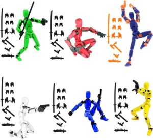 (Assembly Completed) 6 Packs T13 Action Figure Set, Titan 13 3D Printed Multi-Jointed Movable Action Figure Robot Toy, Full Body Mechanical Doll, Desktop Decorations for Game Lovers Kids Adult Gifts